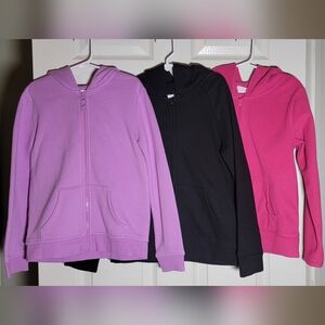 Bundle of 3 Girls Full Zip Up Hoodies